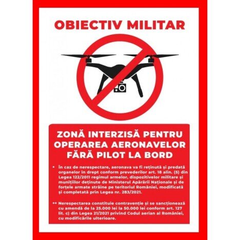 Placuta pentru obiective militare zona interzisa  drone